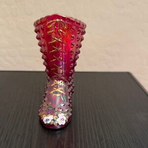 Fenton Red Iridescent Hobnail Boot